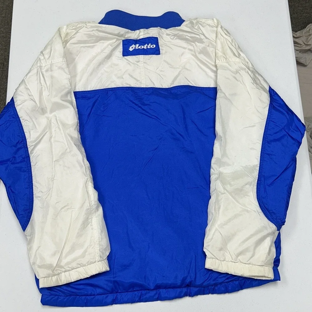 Lotto Windbreaker Mens M Blue White Excellent Vintage Soccer Calcio Pullover